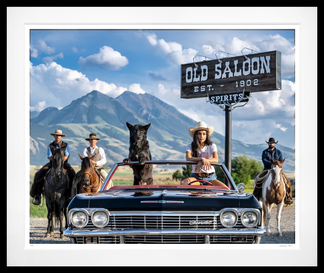 The Road to Yellowstone (Colour) framed, 71" x 85" (Large)